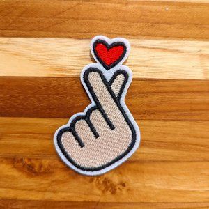 Heart & Gesture Embroidered Iron-on Patch